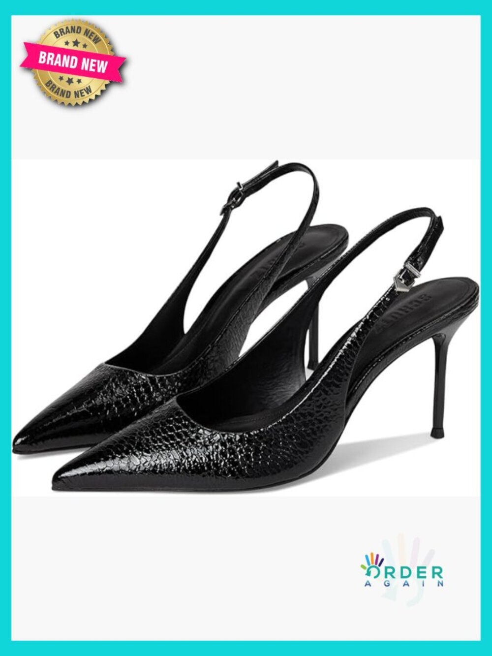 Pointed Toe Leather Slingback Pumps High Heel Stiletto Adjustable Buckle